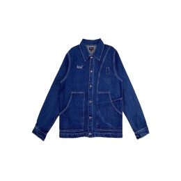 Design dark blue fashion stitching women's denim shirt custom embroidered logo metal button design denim jacket production factory denim jacket design company 100% polyester JN022 Design dark blue fashion stitching women's denim shirt custom embroidered logo metal button design denim jacket production factory denim jacket design company 100% polyester JN022